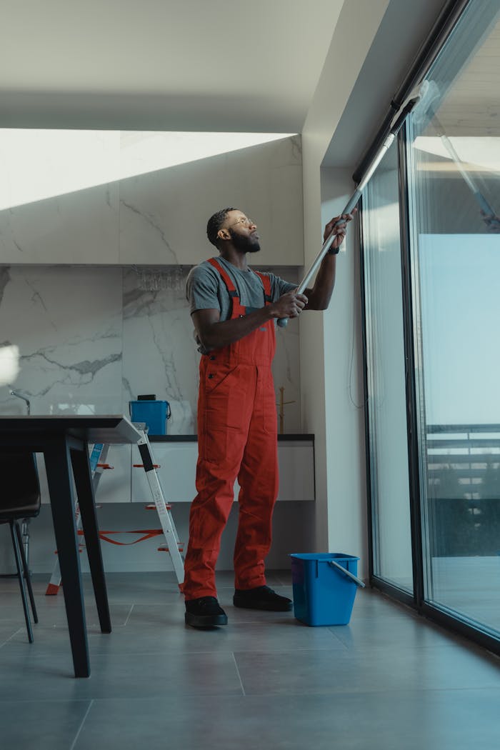 Man Cleaning the Windows